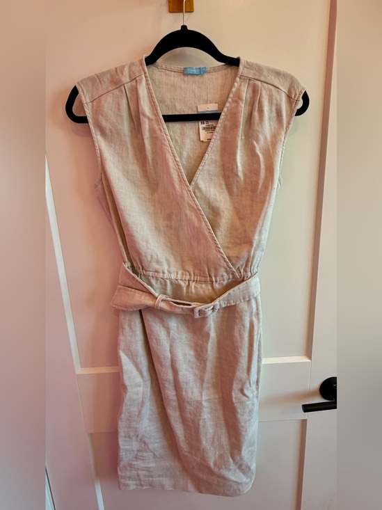 J. McLaughlin Dresses & Skirts - J. McLaughlin Light Beige Linen Wrap Dress with Tie Belt NWT